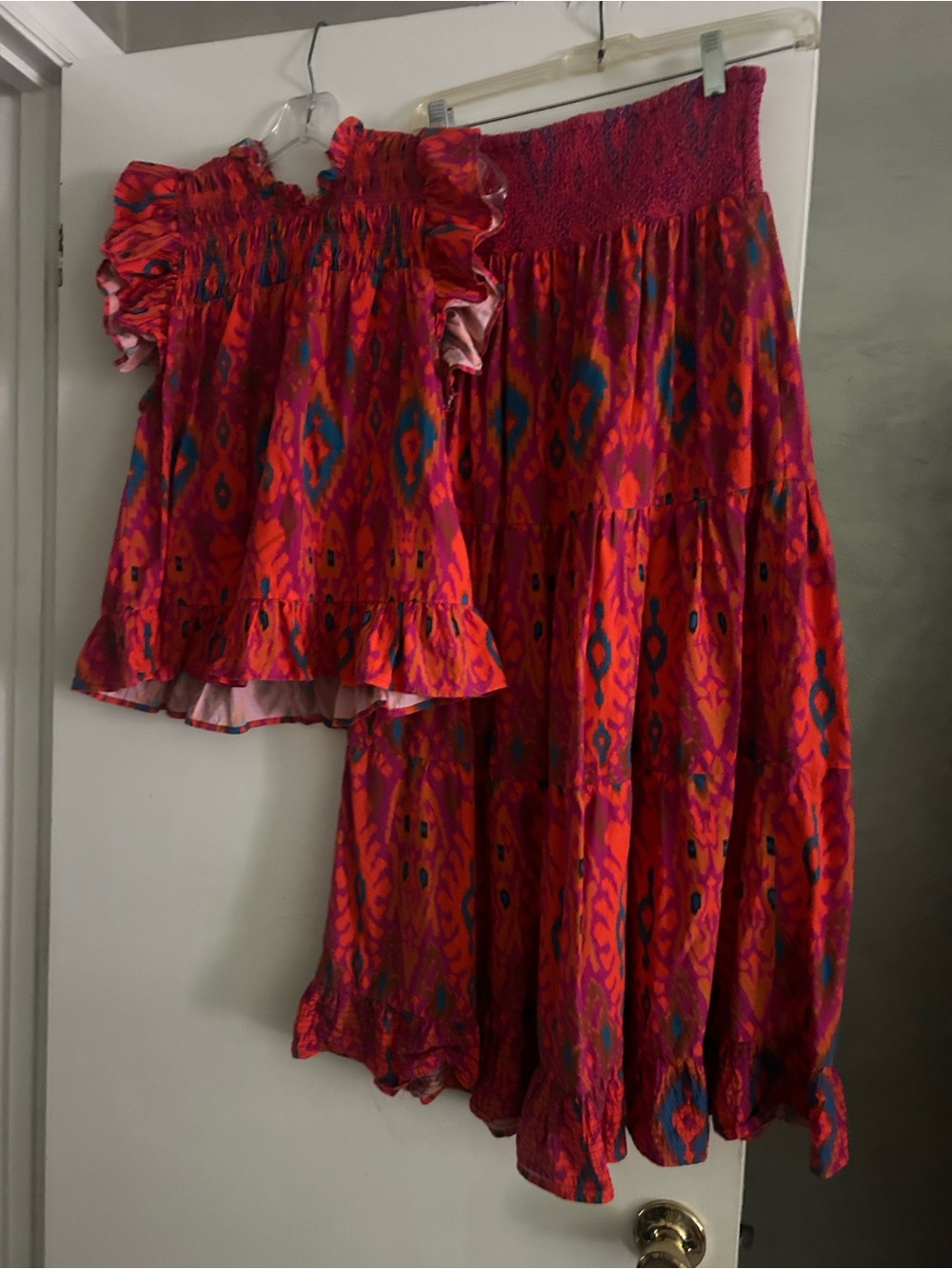 Smocked Maxi Skirt Set — Women's Two-Piece Floral Print
